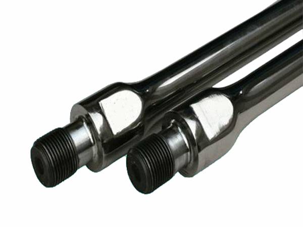 Two pieces of end upsetting polished rod on the white background.
